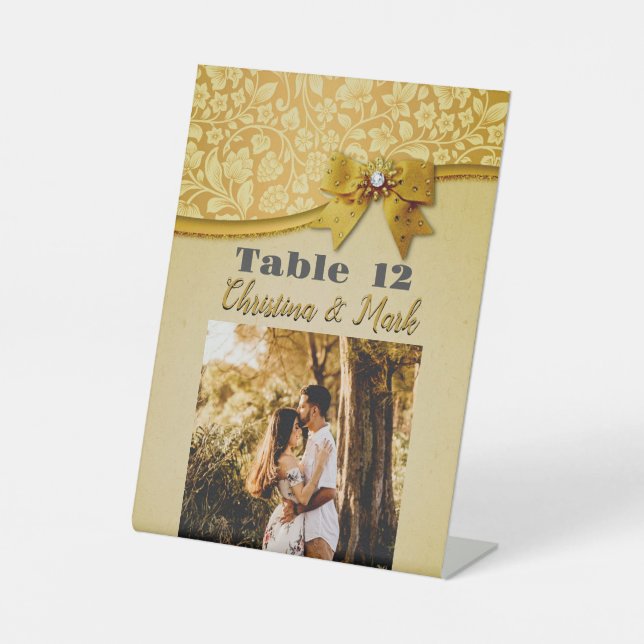 Ornate Elegant Retro Abstract Flowers and Leaves   Pedestal Sign (Front)