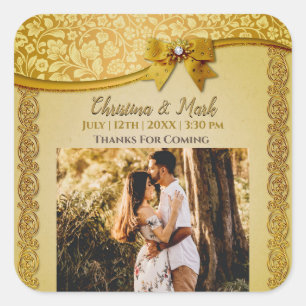 Ornate Elegant Retro Abstract Flowers and Leaves Square Sticker