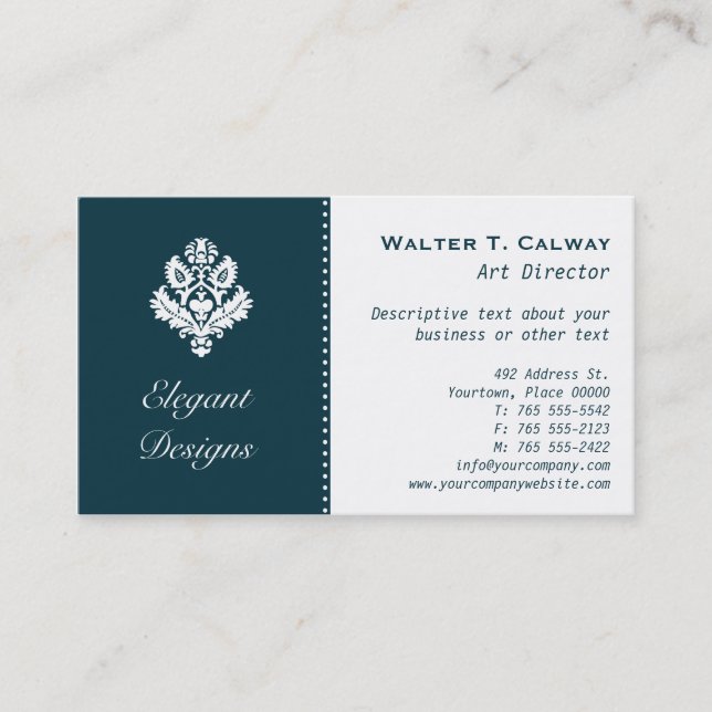 Ornate Element (deep blue) Business Card (Front)