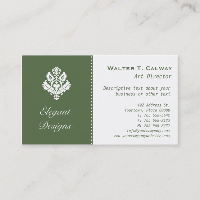 Ornate Element (green) Business Card (Front)