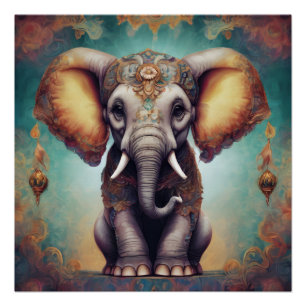 Ornate Elephant no 2 Glossy Poster