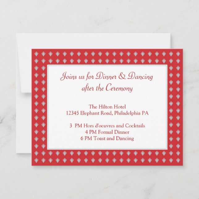 Ornate Elephants Wedding Reception Card Invitation (Front)