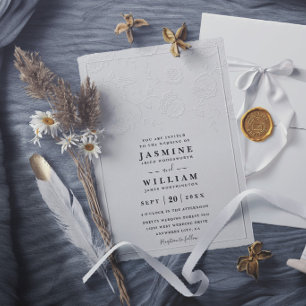 Ornate Embossed Vintage Elegant Modern Wedding Invitation