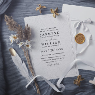 Ornate Embossed Vintage Elegant Modern Wedding Invitation