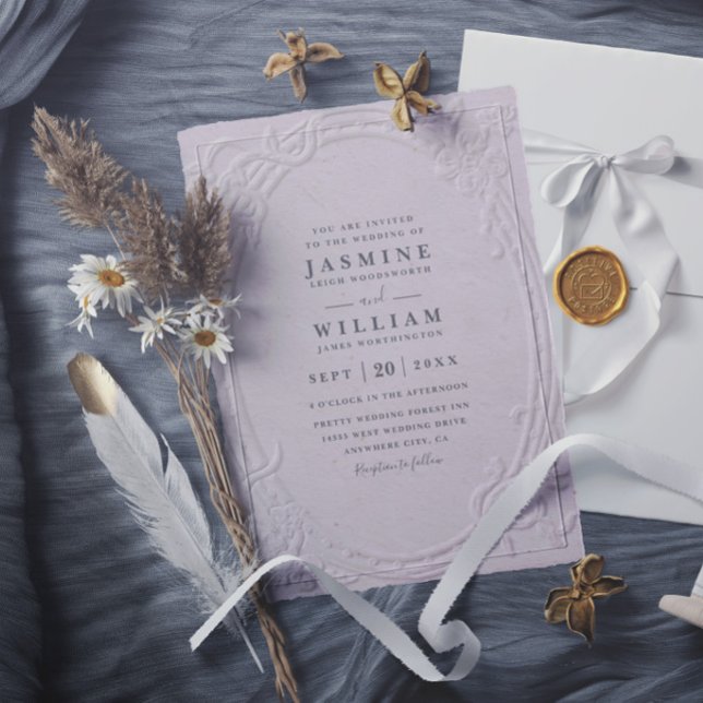 Ornate Embossed Vintage Elegant Modern Wedding Invitation (Creator Uploaded)