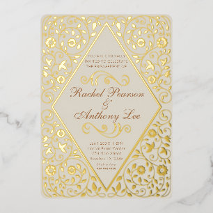 Ornate Engagement Party Botanical Foil Invitation
