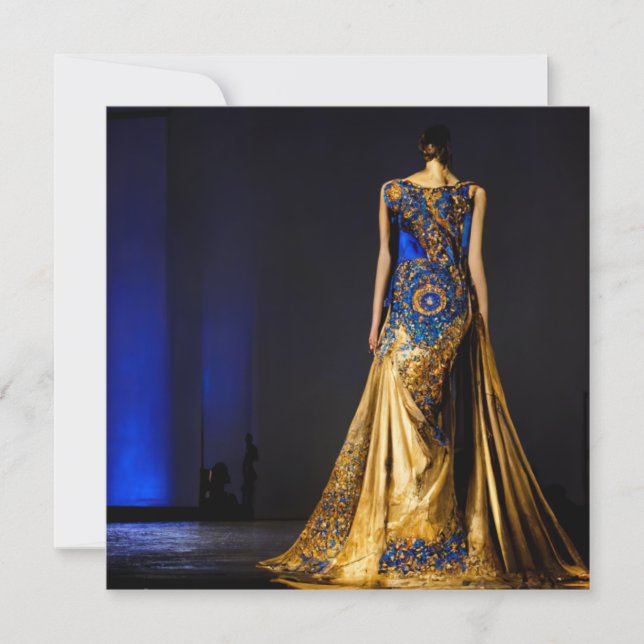 Ornate evening gown with Moroccan motif   Card (Front)