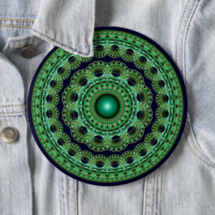 Ornate fairy round fractal mandala 6 cm round badge