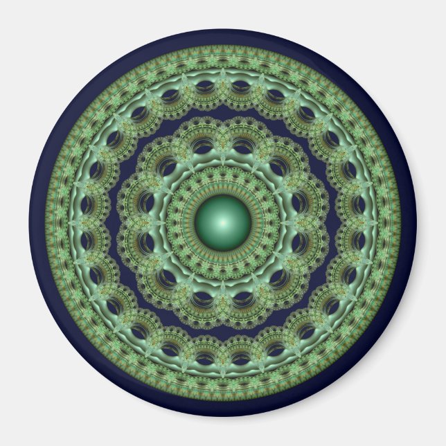Ornate fairy round fractal mandala magnet (Front)