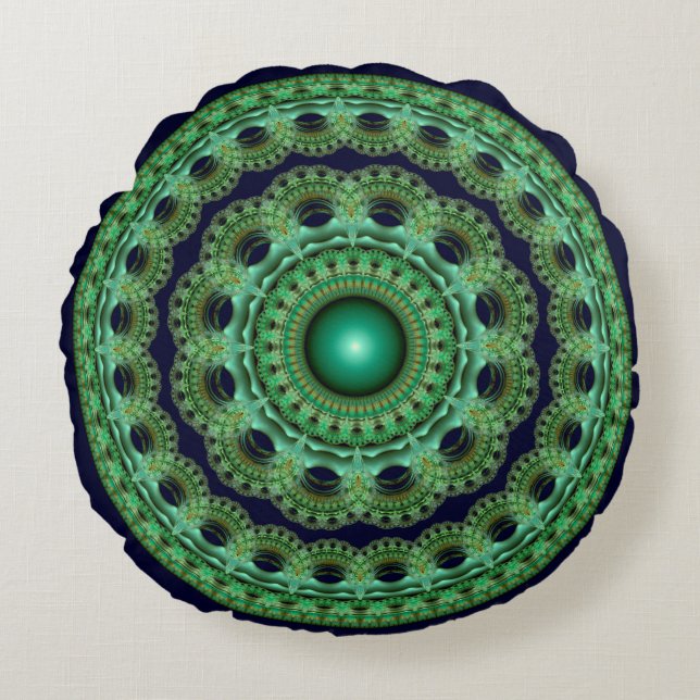 Ornate fairy round fractal mandala round cushion (Front)
