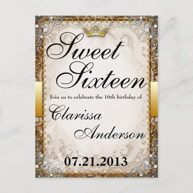 Ornate Fairytale Storybook Sweet Sixteen Invites (Front)