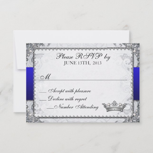 Ornate Fairytale Storybook Wedding RSVP Grey (Front)