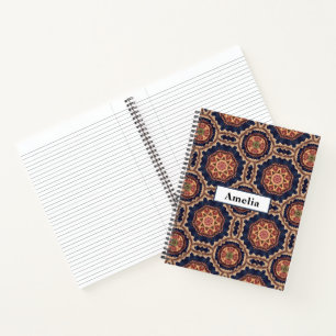 Ornate Fancy Flower and Star Shapes Pattern Notebook