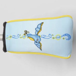 Ornate Fantasy Flying Bluebird Fancy Scroll Golf Head Cover
