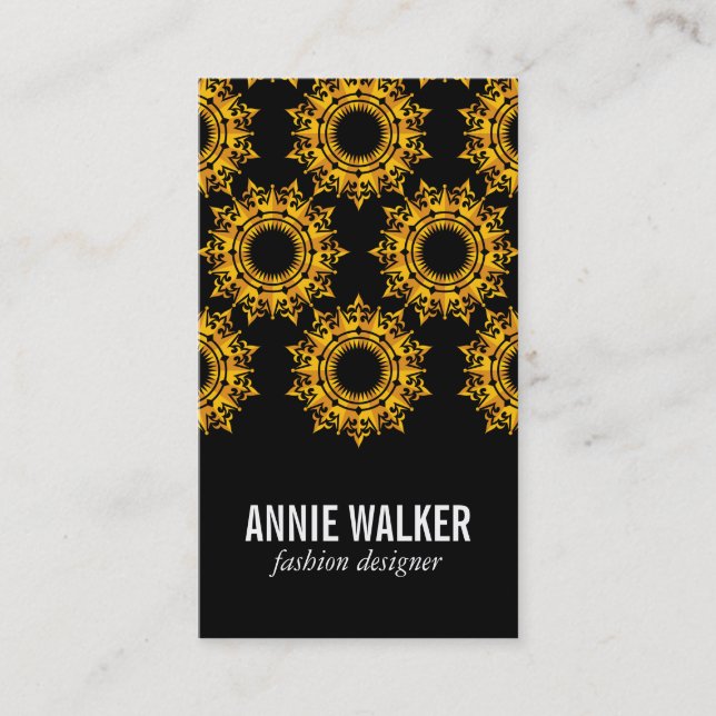 Ornate Flakes | Golden / Black Business Card (Front)
