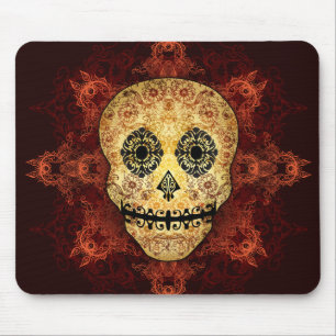 Ornate Flame Sugar Skull Mouse Mat