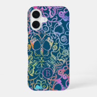 Ornate Floral and Butterfly Colourful Line Pattern