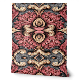 Ornate Floral Baroque Mandala Pattern Wallpaper