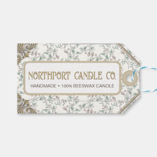 Ornate Floral Beeswax Candle Tag