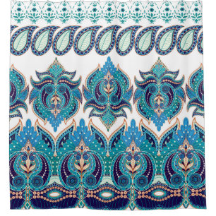 Ornate Floral Borders: Vintage Paisley Design Shower Curtain