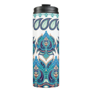 Ornate Floral Borders: Vintage Paisley Design Thermal Tumbler
