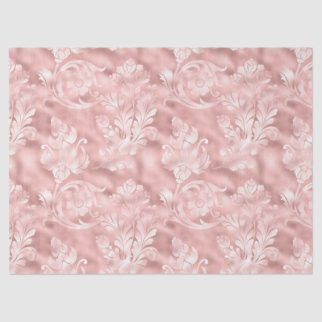 Ornate Floral Design on Brushed Pink Decoupage Tissue Paper (Front)