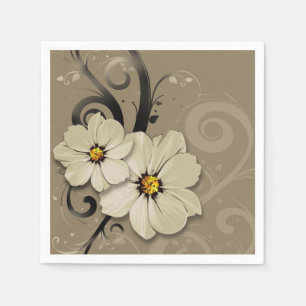 Ornate Floral Flourish taupe Napkin