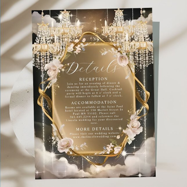 Ornate Floral Golden Chandelier Wedding Enclosure Card (Creator Uploaded)