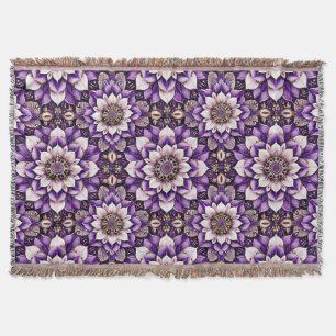 Ornate Floral Mandala Design Throw Blanket