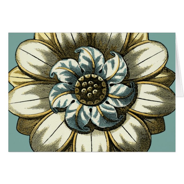 Ornate Floral Medallion on Light Blue Background (Front Horizontal)