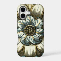 Ornate Floral Medallion on Light Blue Background