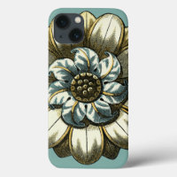 Ornate Floral Medallion on Light Blue Background