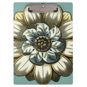 Ornate Floral Medallion on Light Blue Background Clipboard