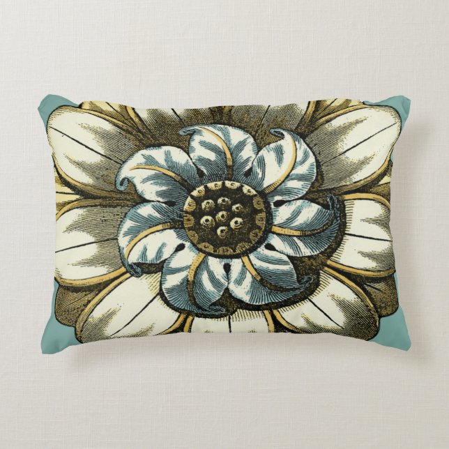 Ornate Floral Medallion on Light Blue Background Decorative Cushion (Front)