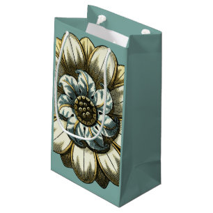 Ornate Floral Medallion on Light Blue Background Small Gift Bag