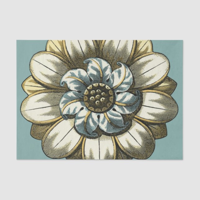 Ornate Floral Medallion on Light Blue Background Tissue Paper (Front)