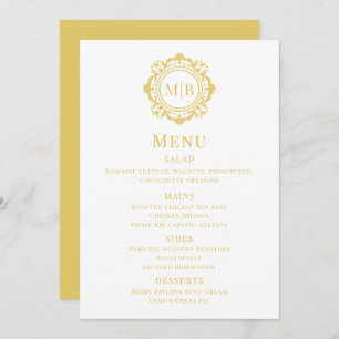 Ornate Floral Monogram Gold Wedding Menu