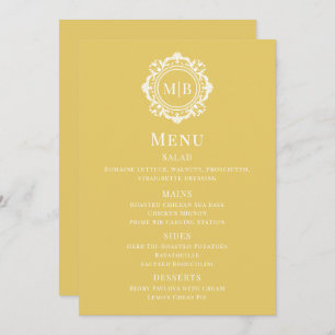Ornate Floral Monogram Gold Wedding Menu