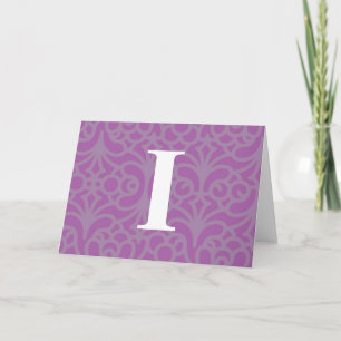Ornate Floral Monogram - Letter I Note Card