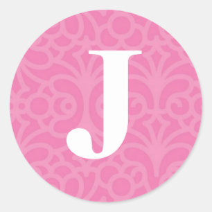 Ornate Floral Monogram - Letter J Classic Round Sticker
