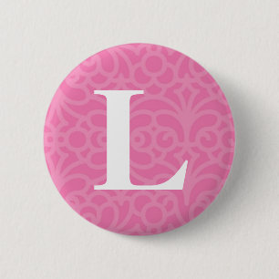 Ornate Floral Monogram - Letter L 6 Cm Round Badge