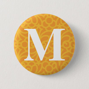 Ornate Floral Monogram - Letter M 6 Cm Round Badge