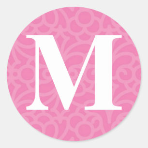 Ornate Floral Monogram - Letter M Classic Round Sticker