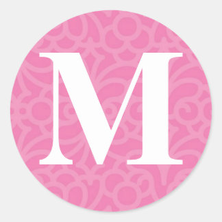 Ornate Floral Monogram - Letter M Classic Round Sticker
