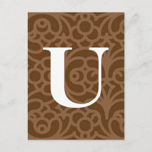 Ornate Floral Monogram - Letter U Postcard