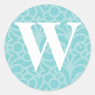Ornate Floral Monogram - Letter W Classic Round Sticker