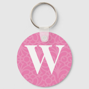 Ornate Floral Monogram - Letter W Key Ring