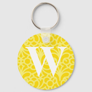 Ornate Floral Monogram - Letter W Key Ring