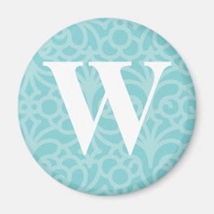 Ornate Floral Monogram - Letter W Magnet