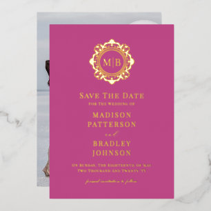Ornate Floral Monogram Photo Wedding Save The Date